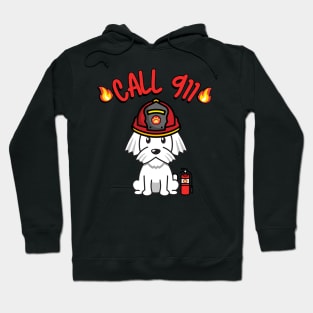 Cute white dog is a firefighter Hoodie